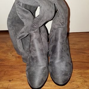 Almond toe knee high boots